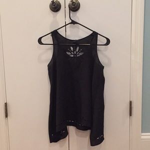 Flowy Black tank top with laser cut detail